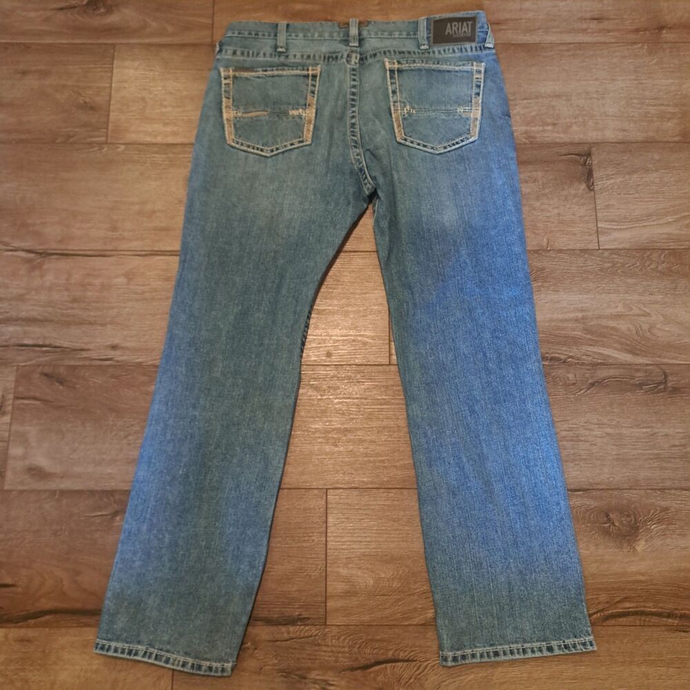 Ariat Mens M7 Jeans 38x32 (38x31) Slim Fit Straight Stretch Western Work READ